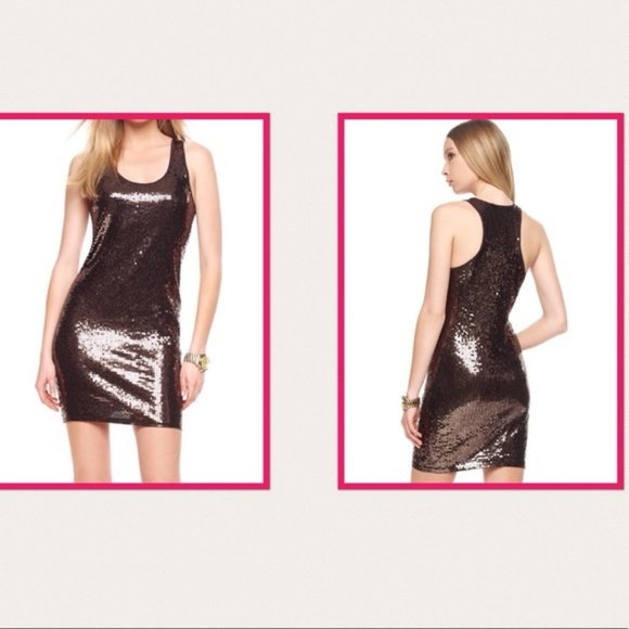 Michael Kors Brown Sequin Mini Dress New Years Eve - Picture 1 of 5